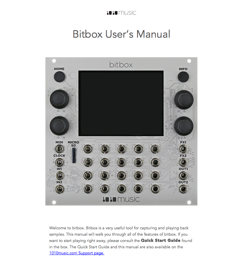 Bitbox User's Manual Cover Page